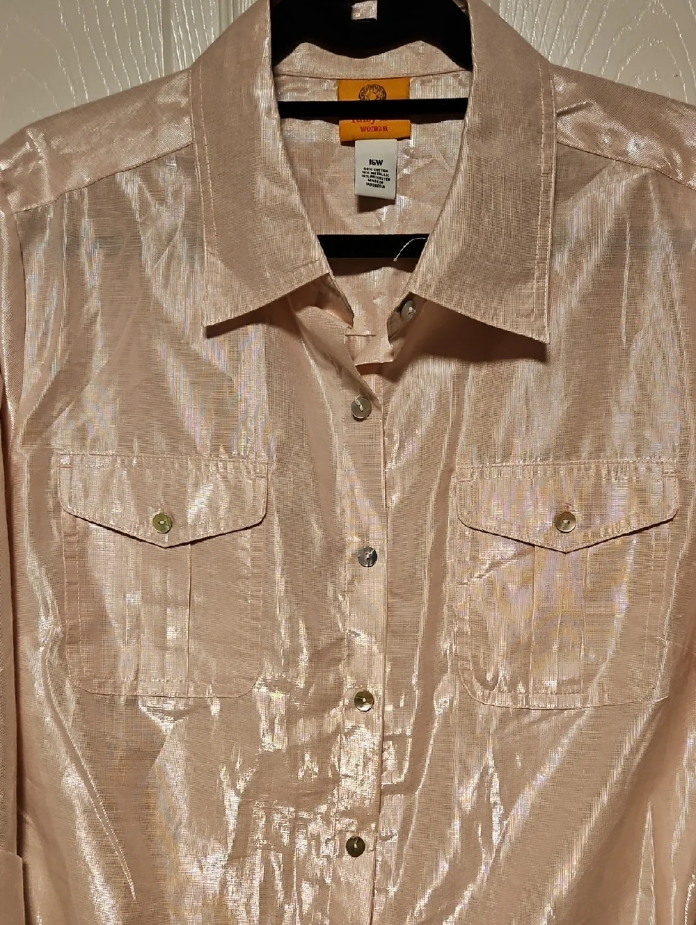 Ruby Rd. Shimmer Button-Down Camp Shirt - Picture 2 of 6